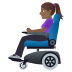 👩🏾‍🦼 woman in motorized wheelchair: medium-dark skin tone display on JoyPixels